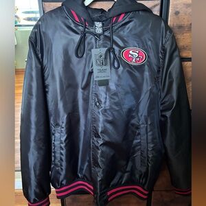 NFL 49ers Black Varsity Bomber Jacket Men’s XL